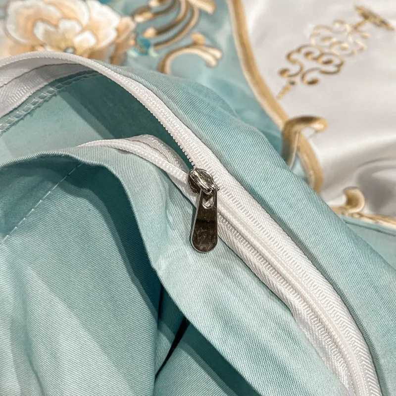 Super King 4Pcs Satin Cotton Rich Silky Duvet Cover Set Embroidery Patchwork Bedding Set Soft Cotton Bed Sheet Pillowcases C250912