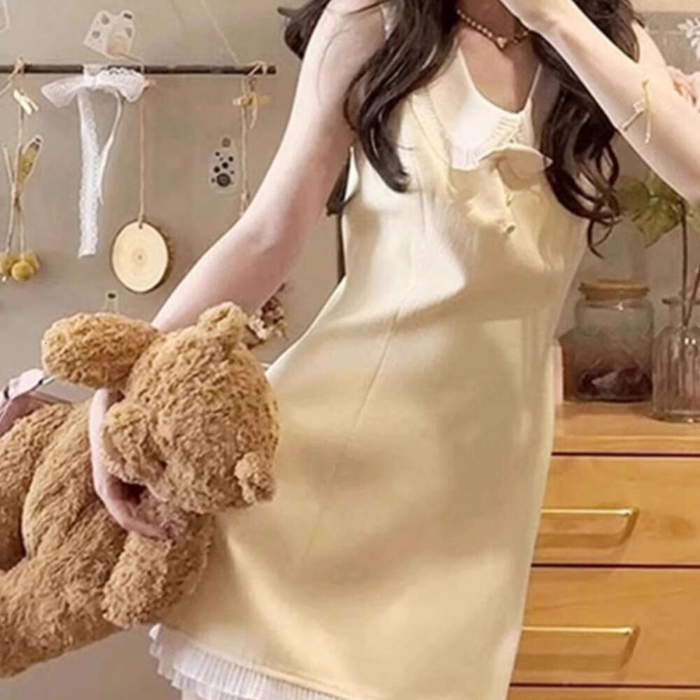 DHEssentials French Style Elegant Little Chanel Doll Collar Sleeveless for Women Summer Waist Slimming Rich Lady Yellow Short Dress