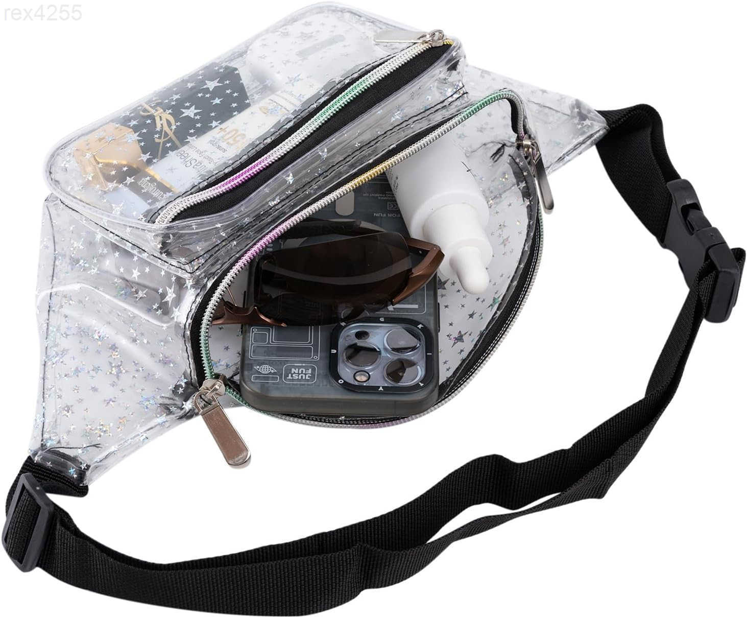 80s 90S Rave Stars Neon Transparent Gravel Fanny Pack for Women Great Waist Pack for Games Concerts Rave Festival TravelW250912