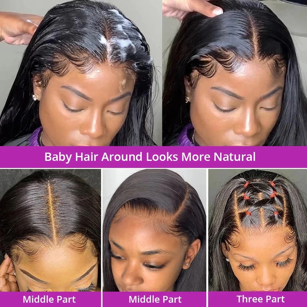 360 Full Lace Wig Brazilian Bone Straight Human Hair Wig 13x4 Transparent Lace Front Wigs HD Lace Wigs For Black Women Pre Plucked Wear And Go For Wom