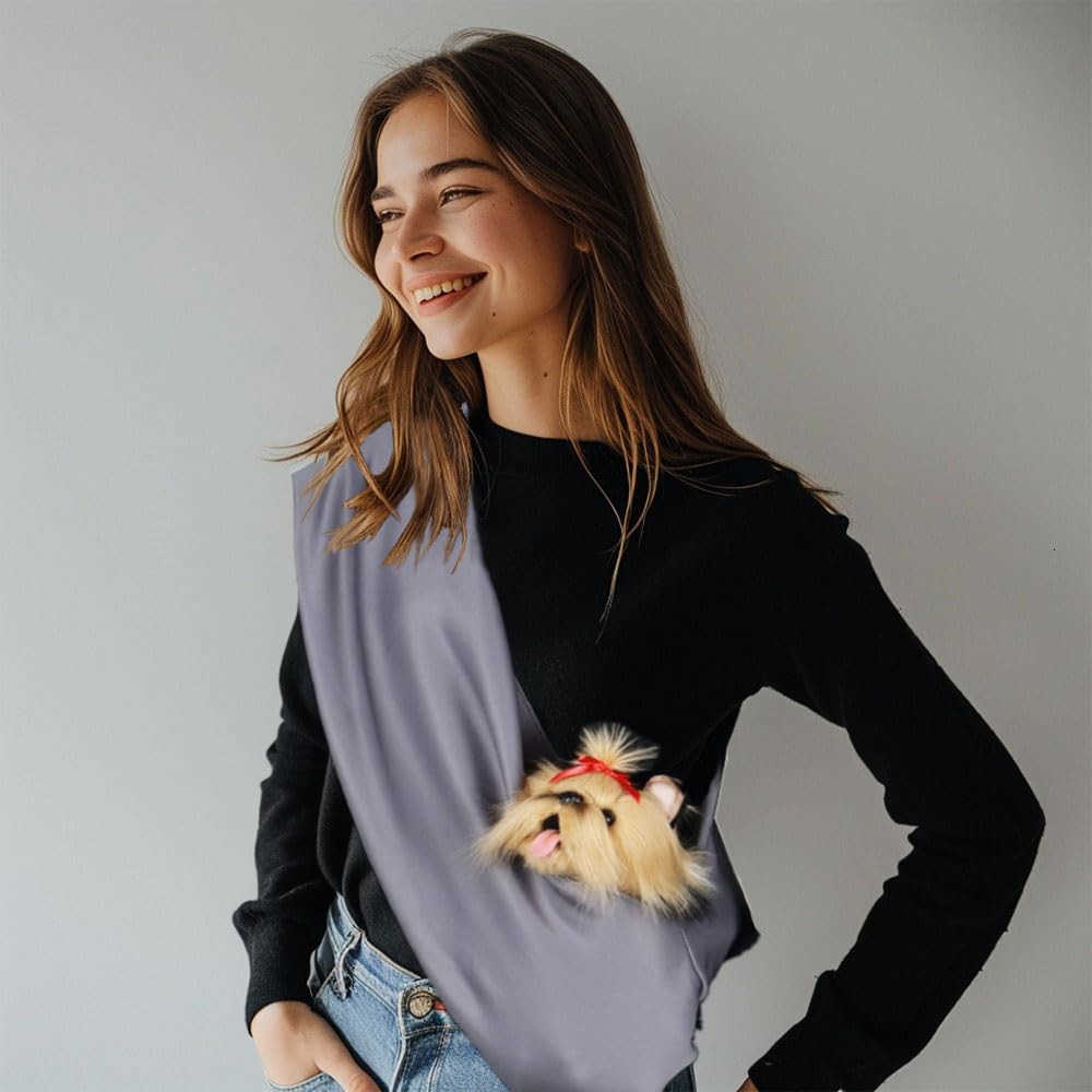 Dog Sling Carrier for Small Dogs Up to 11 lbs Dog Carrier Sling is Easy to Carry Hand Free Keep Warm GreyW250912