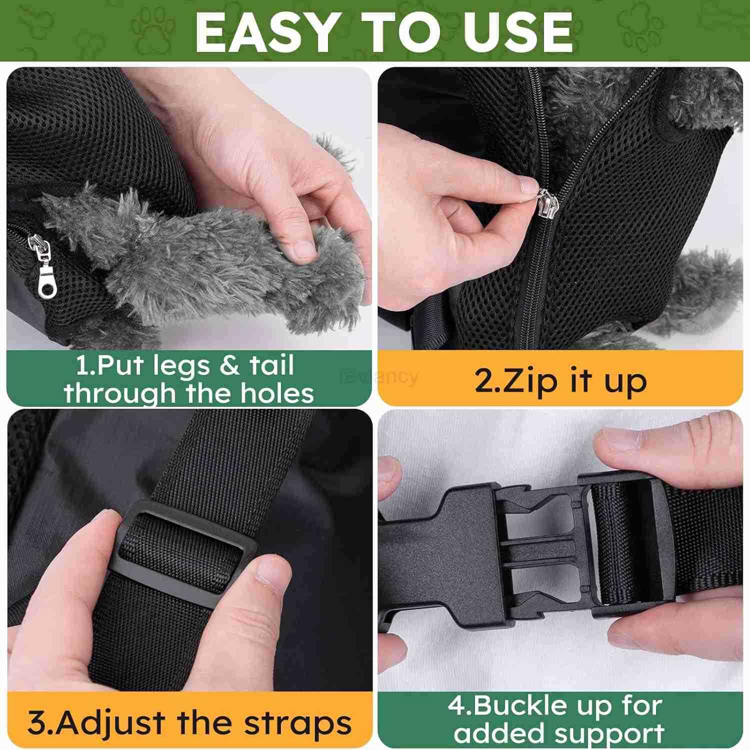 Backpack HandsFree Adjustable Dog Front Carrier Legs Out EasyFit Dog Backpack Carrier for Hiking Camping Traveling Cycling for Small Dogs and Rabbits 