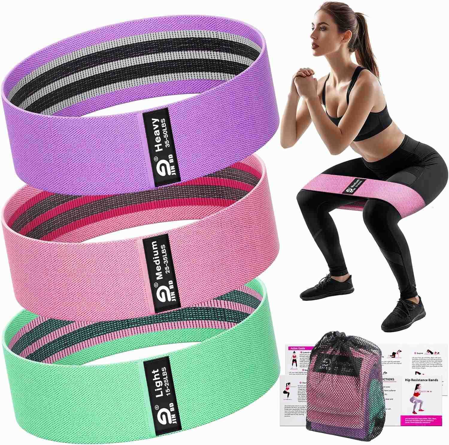 Fabric Resistance Bands Set Booty Bands for Legs Glutes 3 Resistance Levels NonSlip Workout Bands for Women Men Ideal for Yoga Pilates Fitness and Hom