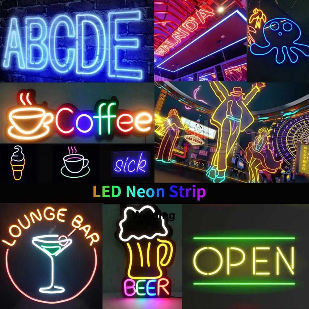 DC 12V LED Neon Strip Rope Lights Neon Sign 6X12mm Flexible Light 2835 120LEDm With 2pin Wire IP67 Waterproof Decoration Home C250912