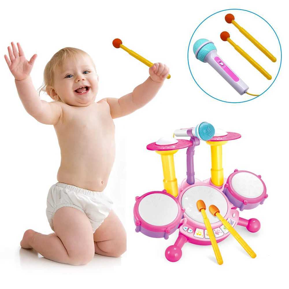 Kids Boy Girl Electric Drum KitMusical Instruments Learning Toys with 2 Drum Sticks Adjustable Microphone Birthday for BoysGir C250912
