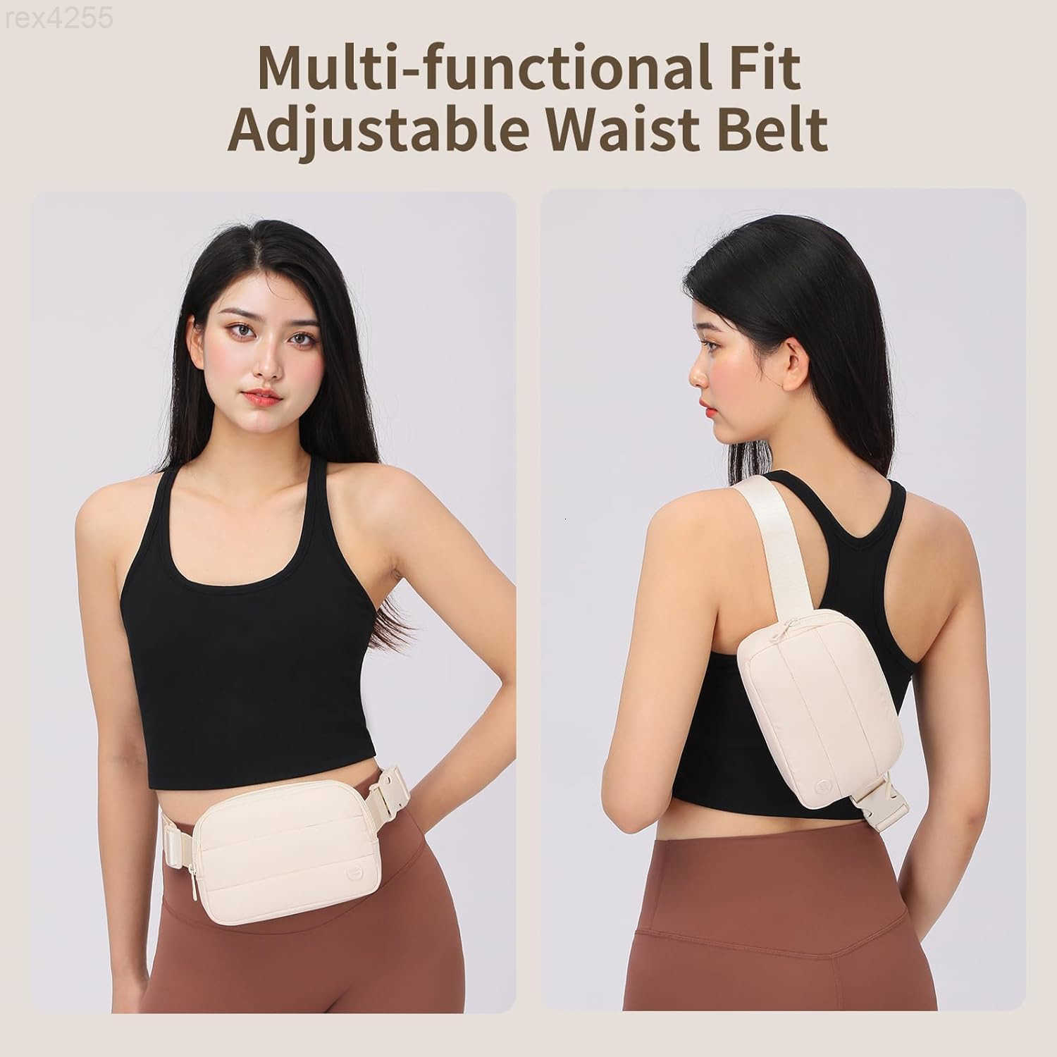 Packs for WomenWaterproof Belt Bag Bum Bags for CrossbodyFashion Waist Packs with Adjustable Strap for Traveling Hiking RunningBeigeW250912