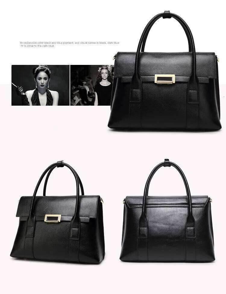 2025 New Genuine Leather Briefcase Women Handbags Large Capacity Ladies Fashion Cowhide Shoulder Messenger Bags Portable