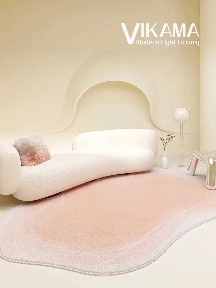 VIKAMA Winter Pink Girls Bedroom bed decoration Fluffy carpet cream small fresh living room sofa irregular soft nonslip rug C912 H260226