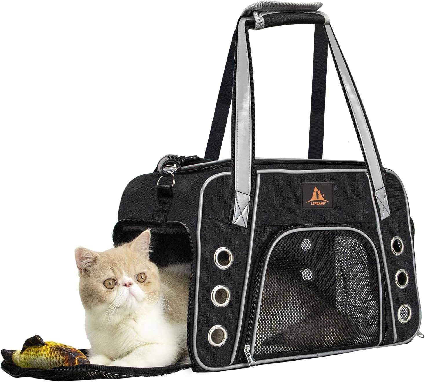 Cat Carrier for Large and Medium Cats Under 18lb Collapsible Soft Sided Pet Carrier Dog Carrier Airline Approved for Cats Small Dogs Kitten Pet Privac