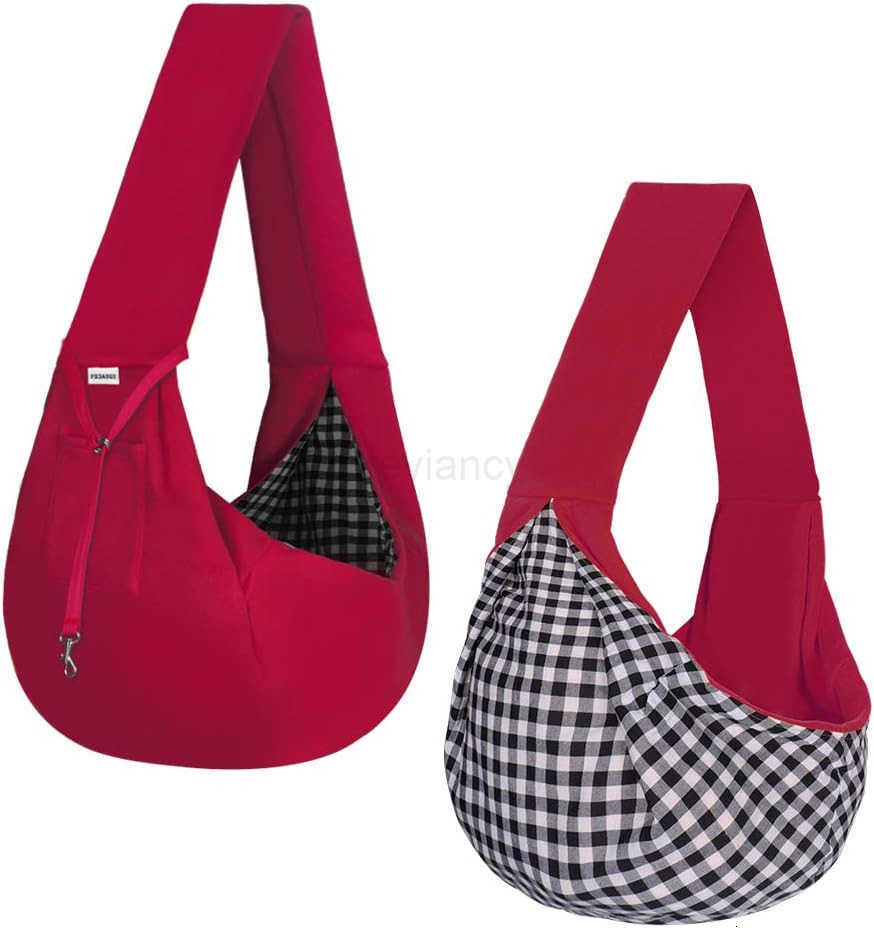 Small Pet Sling CarrierHands Free Reversible Pet Papoose Bag Tote Bag with a Pocket Safety Belt Dog Cat for Outdoor Travel Gray StripeW250912