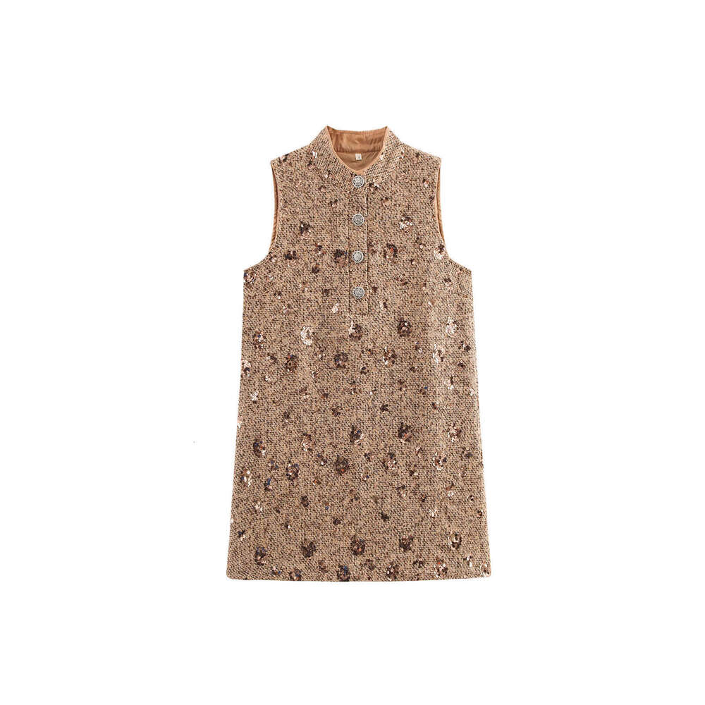 DHEssentials Summer New French Socialite Elegant Heavy Craft Chanel Style Beaded Sleeveless Dress