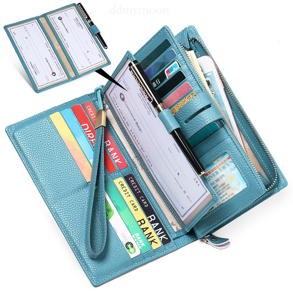 Women's Wrist Long Zipper Multi-Card Slot Genuine Leather Large Capacity Clutch Fashion Cowhide Wallet Coin Purse ddmymoon