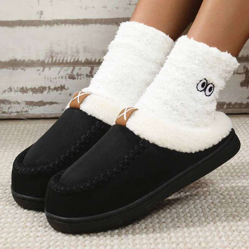 Winter Woman Warm Fashion Fluffy Fur Plush Women's Home Slippers Simple Indoor Cotton Shoes Footwear Female