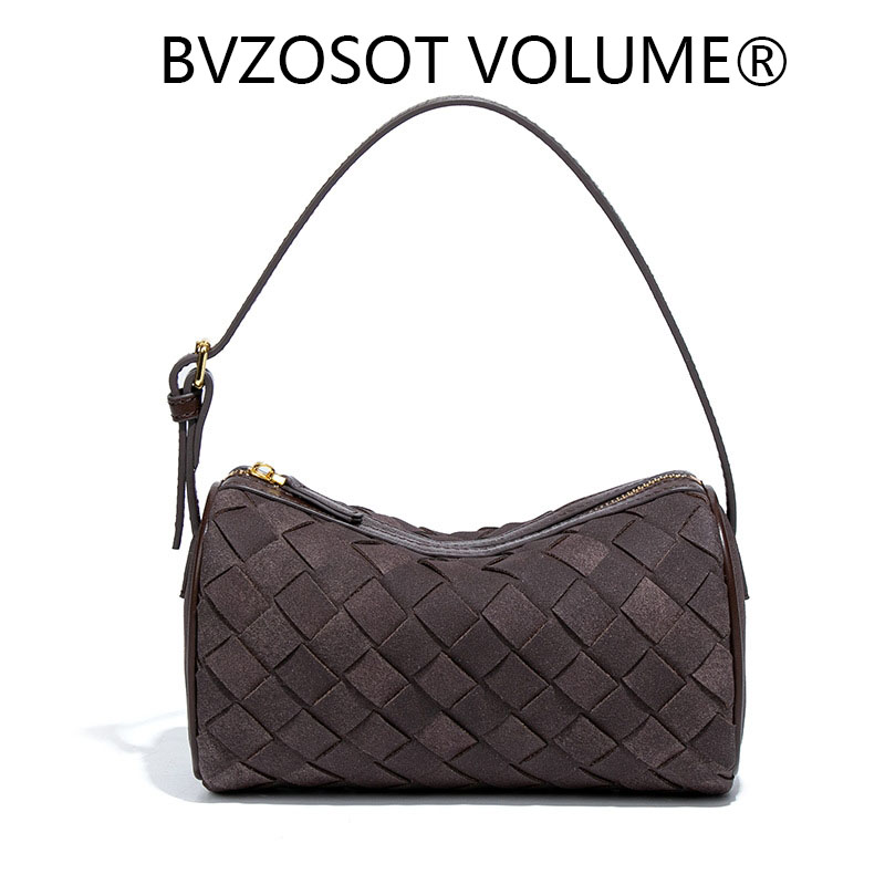 2025 new insstyle hand knitted bag niche design suede single shoulder underarm bag hand held cross body pillow shaped womens bag