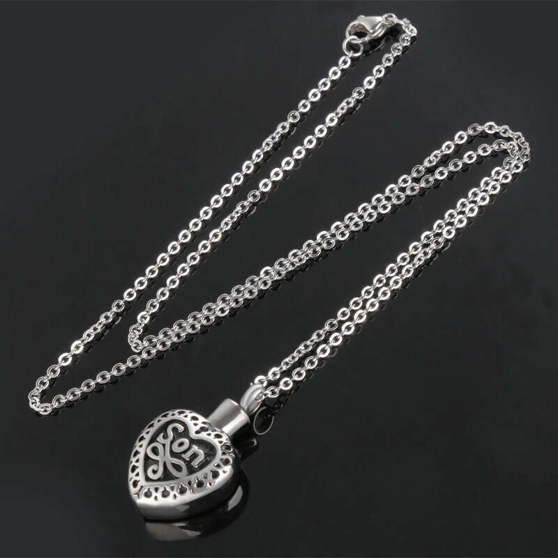 Stainless Heart-Shaped Openable Titanium Steel Pendant Commemorative Mom Son Loved One Urn Perfume Bottle Necklace