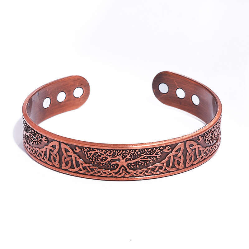 Temu Hot-Selling Magnetic Tree of Life Pattern Simple Bronze Bracelet for Men and Women