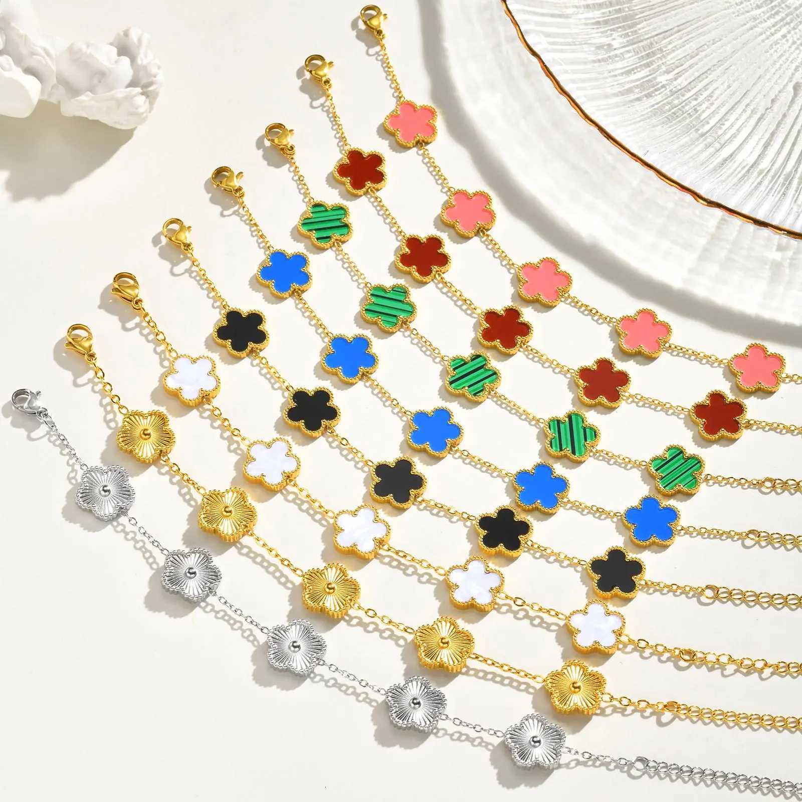 Lucky Luxury Shell Flower Charm Bracelet For WenRolo Chain Stainl Steel BraceletsFashion Jewelry Gift S250912