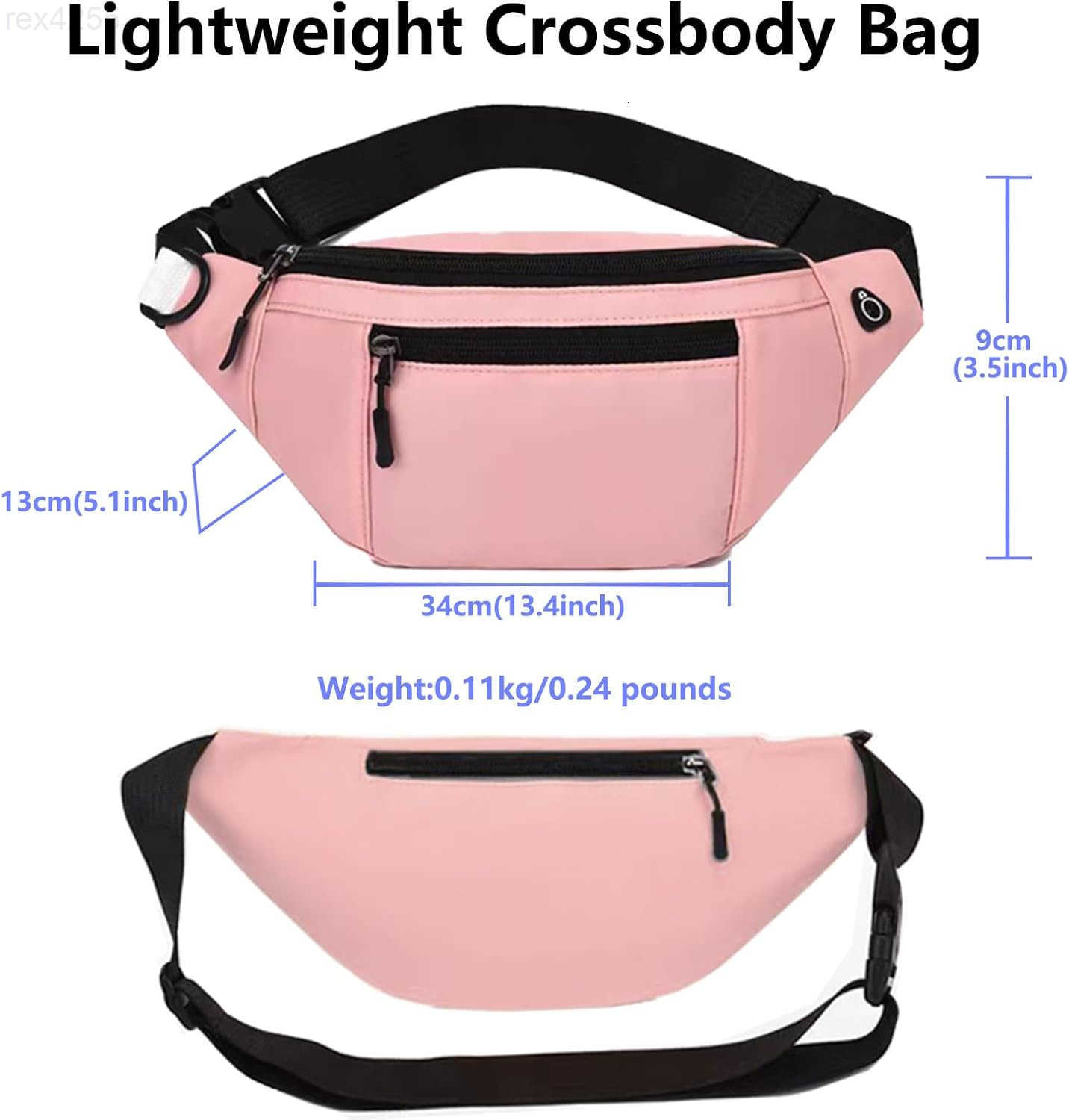 Crossbody Fanny Pack for Men Women Fashion Waist Bag Pack with Adjustable Strap for Outdoors Casual Belt Bag for Travel Walking RunningPinkW250912
