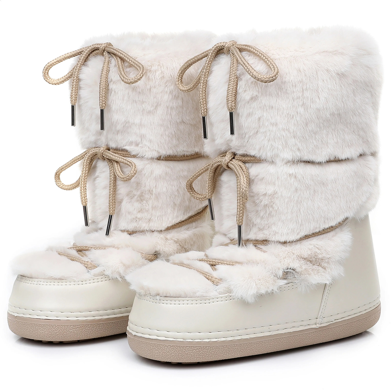Fluffy Fur Boots 2025 Winter Fashion Sexy Faux Fox Fur Snow Boots Ladies Furry Warm Cotton Boots Female Outdoor Ski Boots 250911