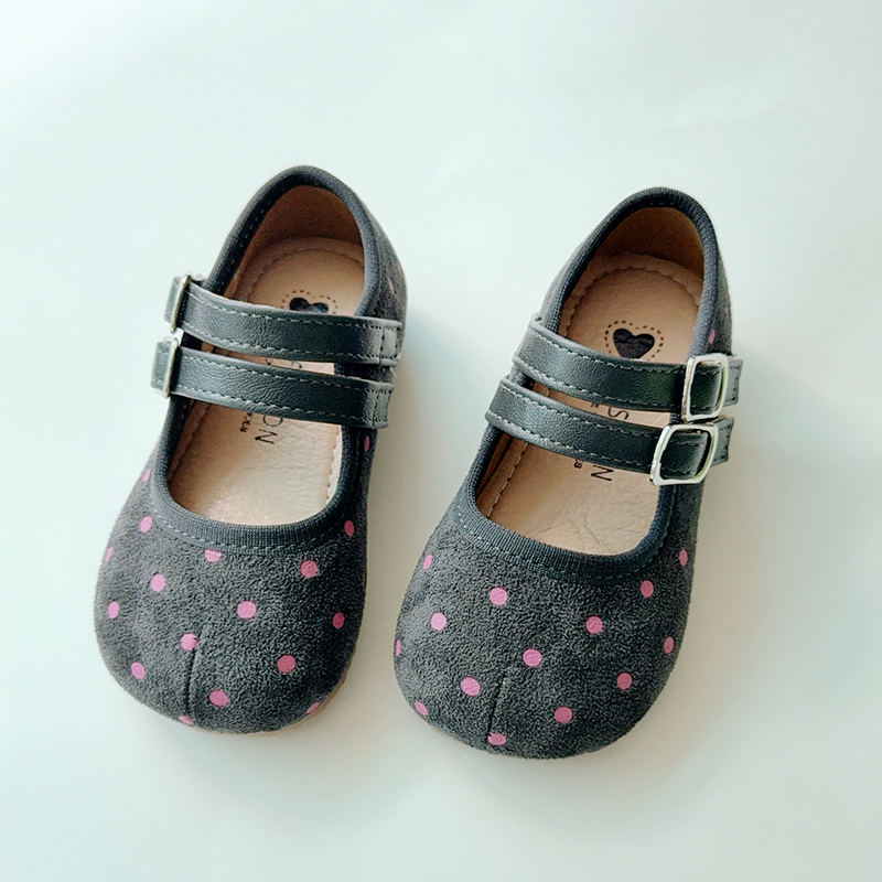 Korean-Style Girls' Polka Dot Mary Jane Shoes with Soft Soles - Children's Princess Shoes D130