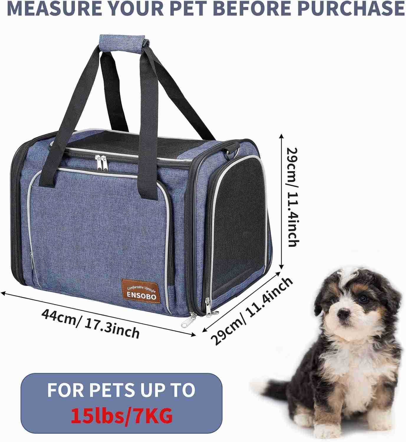 Dog Carrier ENSOBO Cat Carrier Pet Travel Carrier Bag Airline Approved Folding Fabric Pet Carrier for Small Dogs Puppies and Medium Cats wLocking Safe