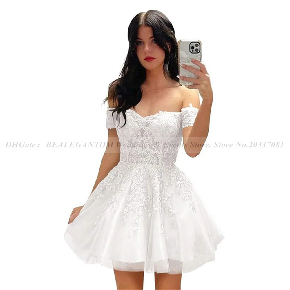 Lace Mini Short Homecoming Dresses Sweetheart Lace Applique Beaded Spaghetti Straps Cocktail Formal Occasion Prom Party Graudation Gowns Customized BQ