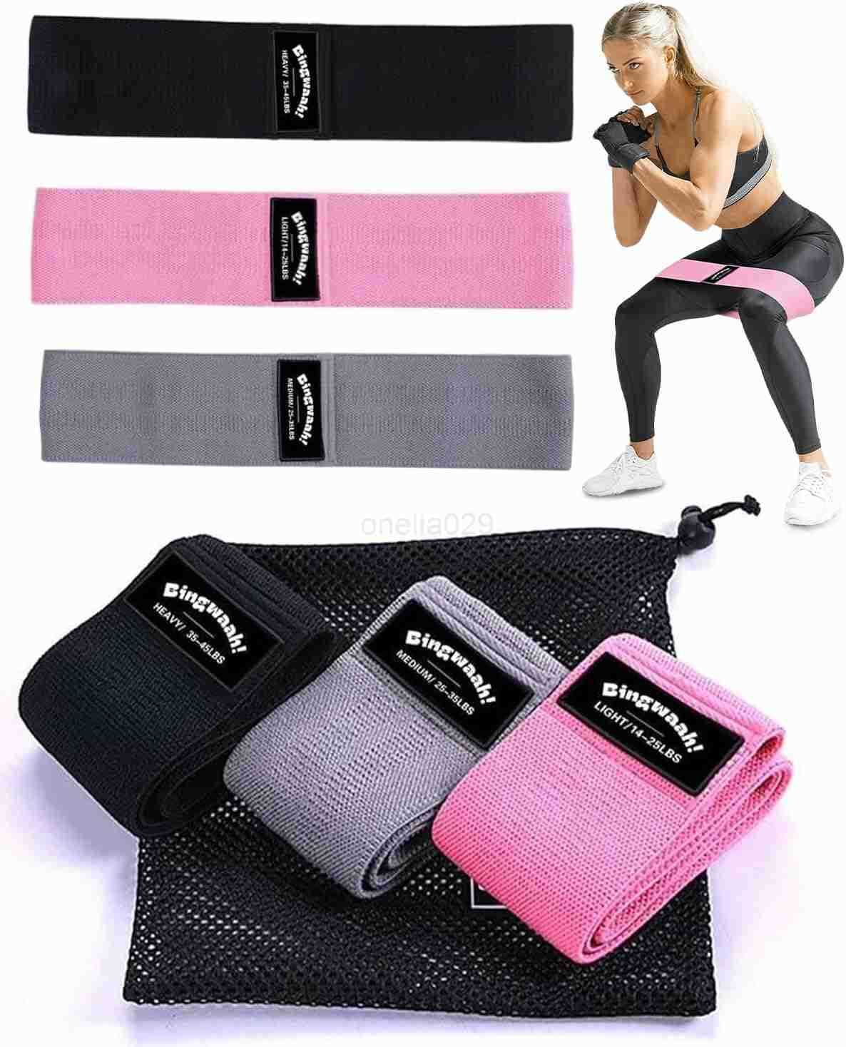 Fabric Resistance Bands for Women and Men Set of 3 Mini Loop Bands with Adjustable 1445 lbs Resistance Lightweight Compact with Travel Bag Ideal for E