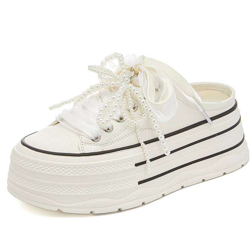 AUTUSPIN 5.5Cm Women Cover Toe Leisure Slippers Fashion Beards Slides Recycled Cowhide Soft Woman Mules Shoes Outdoor Tide