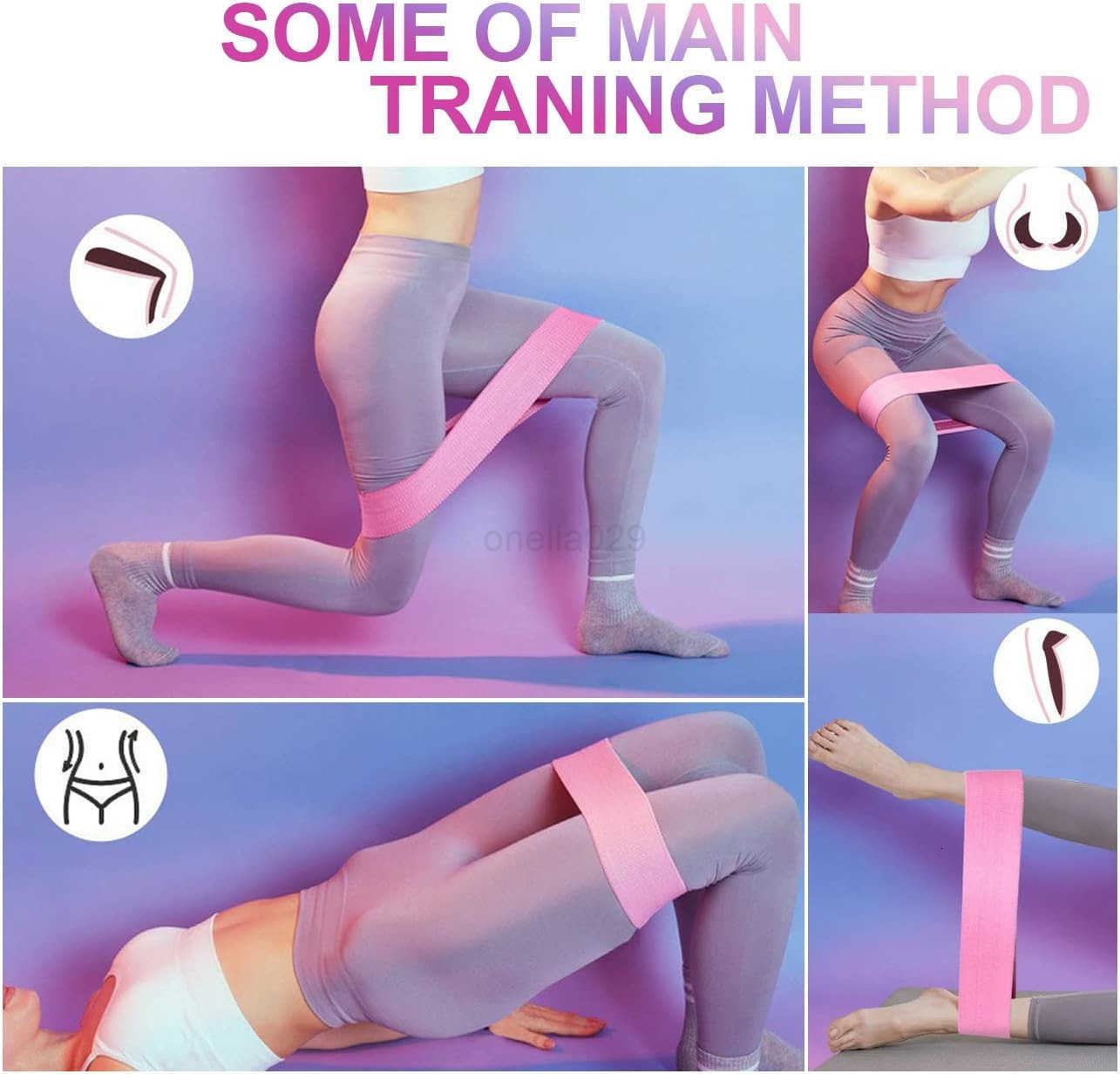 Hip Resistance Band for Fitness Sport Yoga Pilates Bands Working Out 3Level Elastic Booty Bands for Women Legs and Glutes Pack of 3 W250912