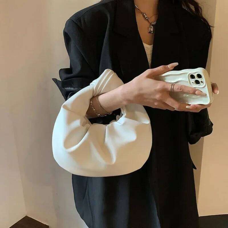 2024 INS Women Small Handbag Shoulder Party Clutch Satchel Ladies Pu Leather Messenger Fashion Ruched Crossbody Bags
