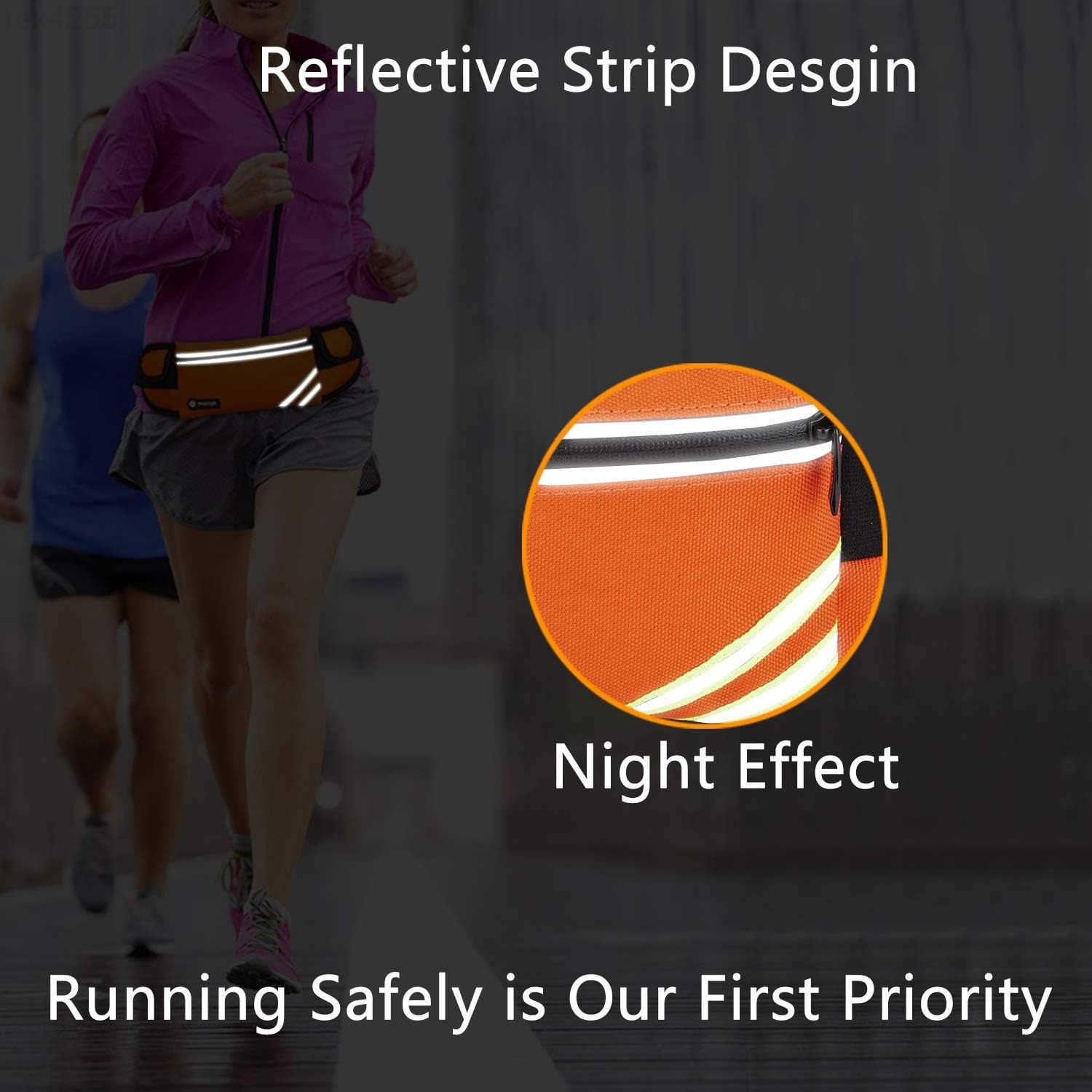 Slim Running Belt Fanny Packs for Women Men Reflective Waist Pack Phone Holder for Walking Fitness Workout ExerciseWater Resistant Running Travel Belt