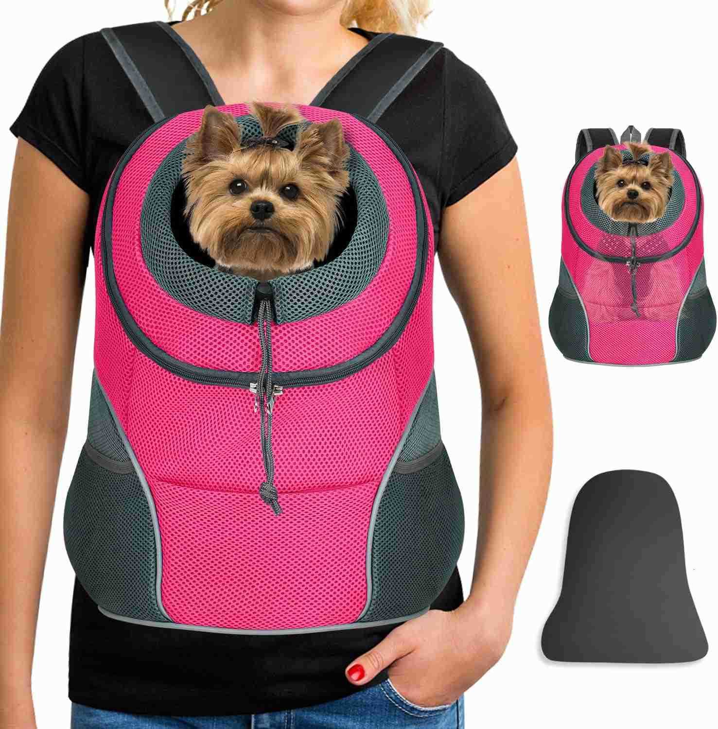 Pet Dog Backpack Carrier Small Dog Front Carrier Pack Reflective Head Out Motorcycle Puppy Carrying Bag Backpack for Small Medium Dogs Cats Rabbits Ou