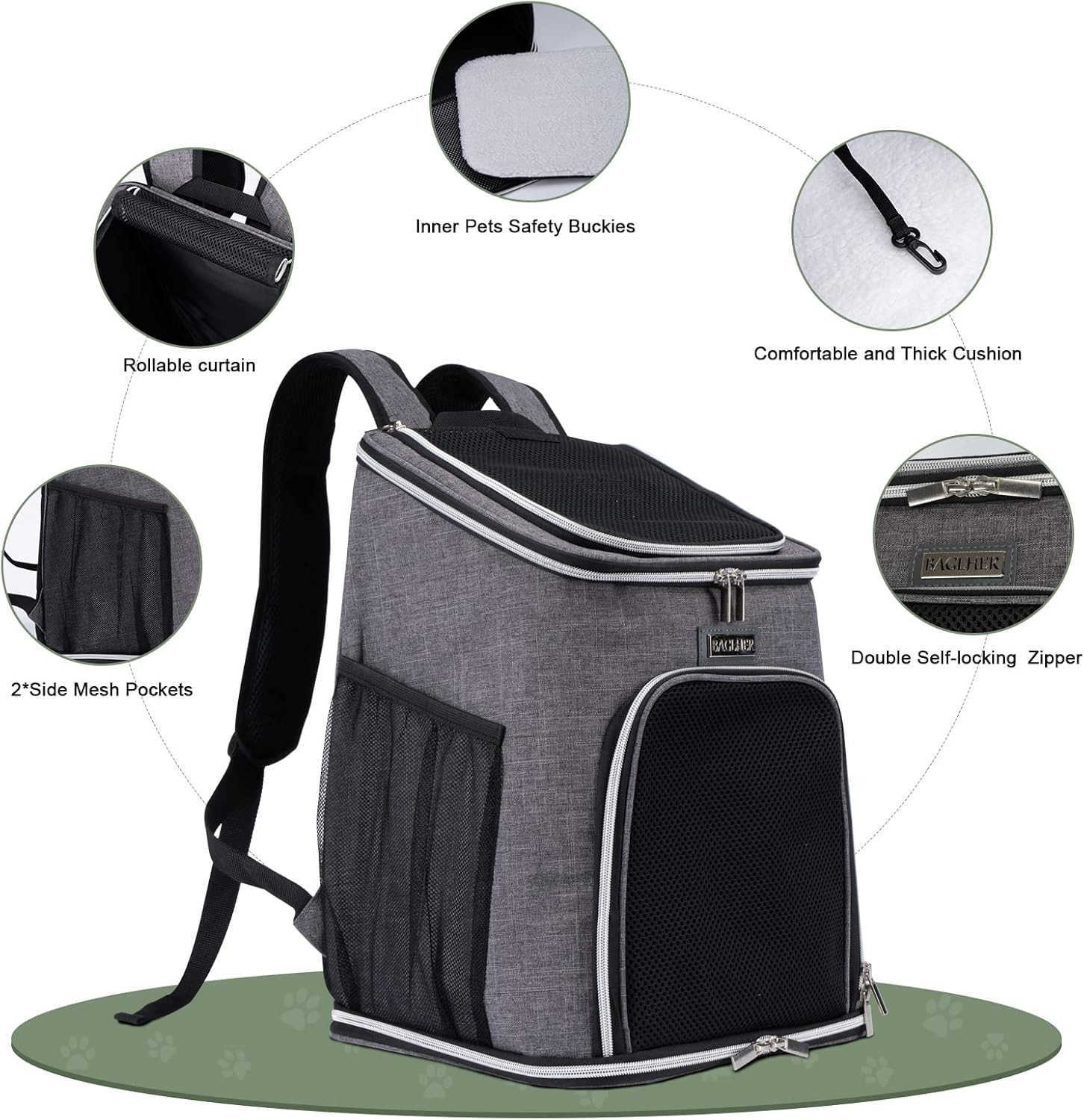 Cat Backpack Carrier Mesh Pet Cat Carrier for Medium Small Dog Cat Puppy Kitten Bunny up to 18lbs Dog Travel Backpack for Picnic Hiking Walking Cyclin