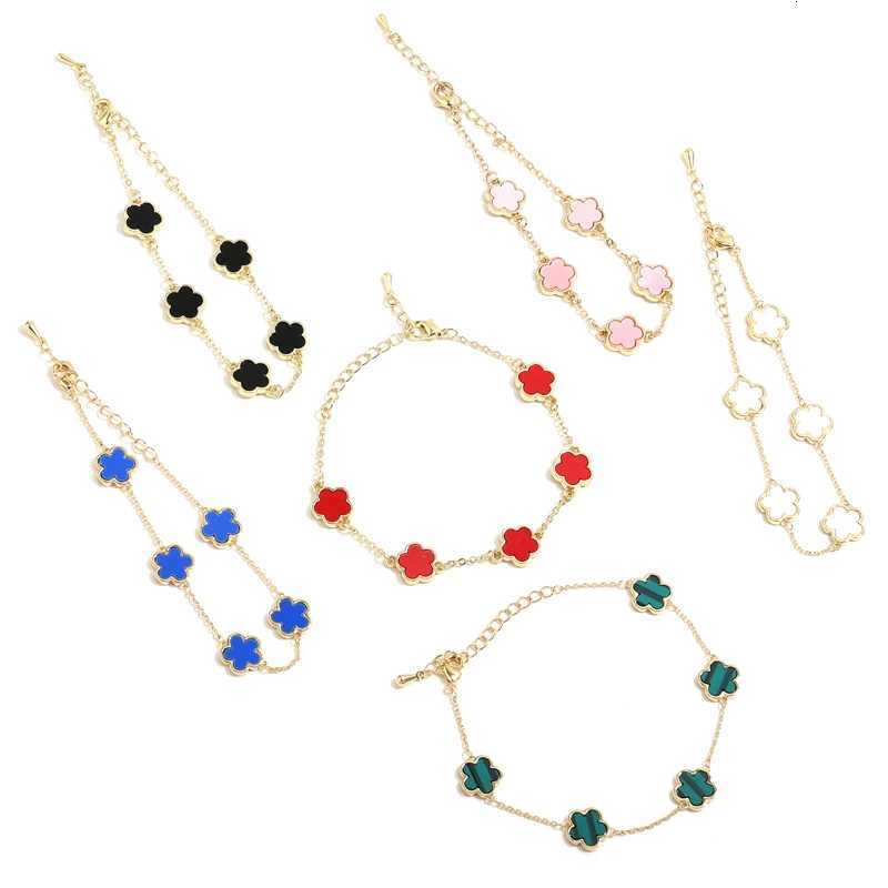 Korean Style Colorf Five Charm Bracelet For Wen Gold Plated Stainl Steel Jewelry Accory S250912