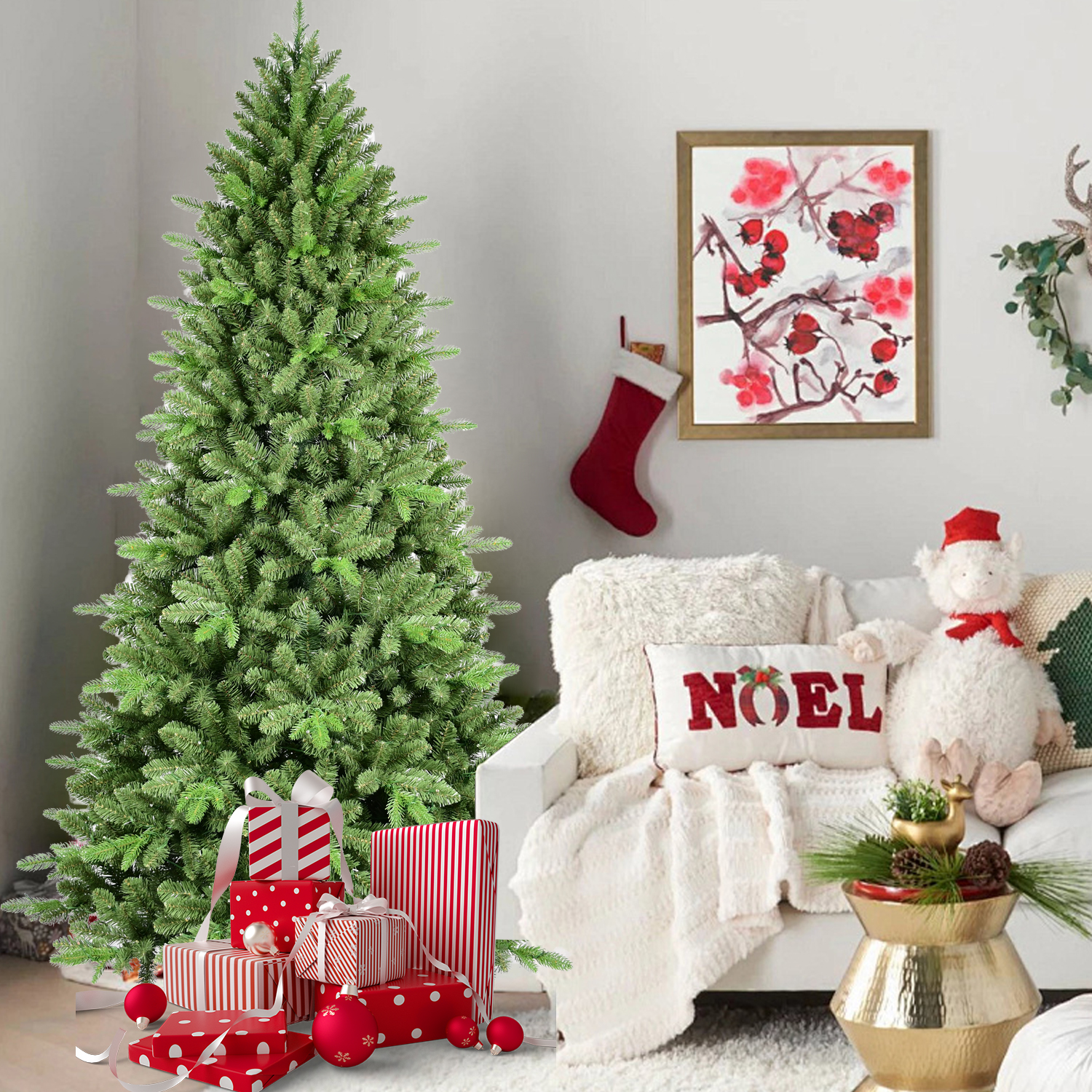 Artificial Mixed Material 6ft Tall Christmas Tree Automatic Hinge Mechanism