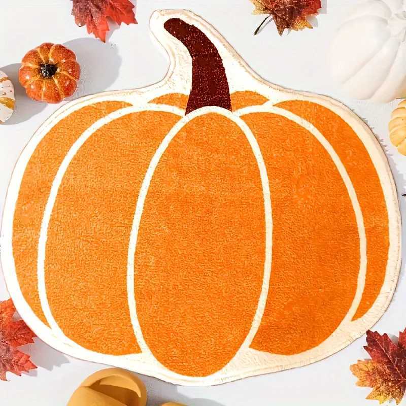 VIKAMA Halloween Pumpkin Shape Carpet Soft Doormat Absorbent Outdoor Carpet Childrens Room Carpet Rug For Bedroom Living Room C250912