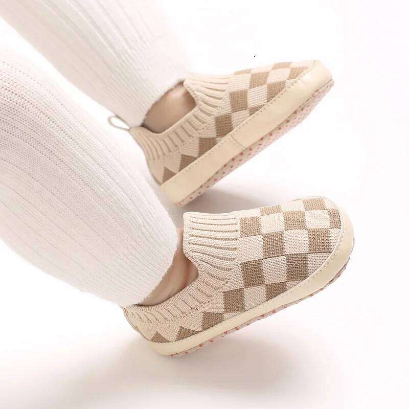Classic Checkered Athletic Mesh Breathable Cotton Sole Toddler Boys' Girls' Casual Sports Shoes Baby Walk 0-18M