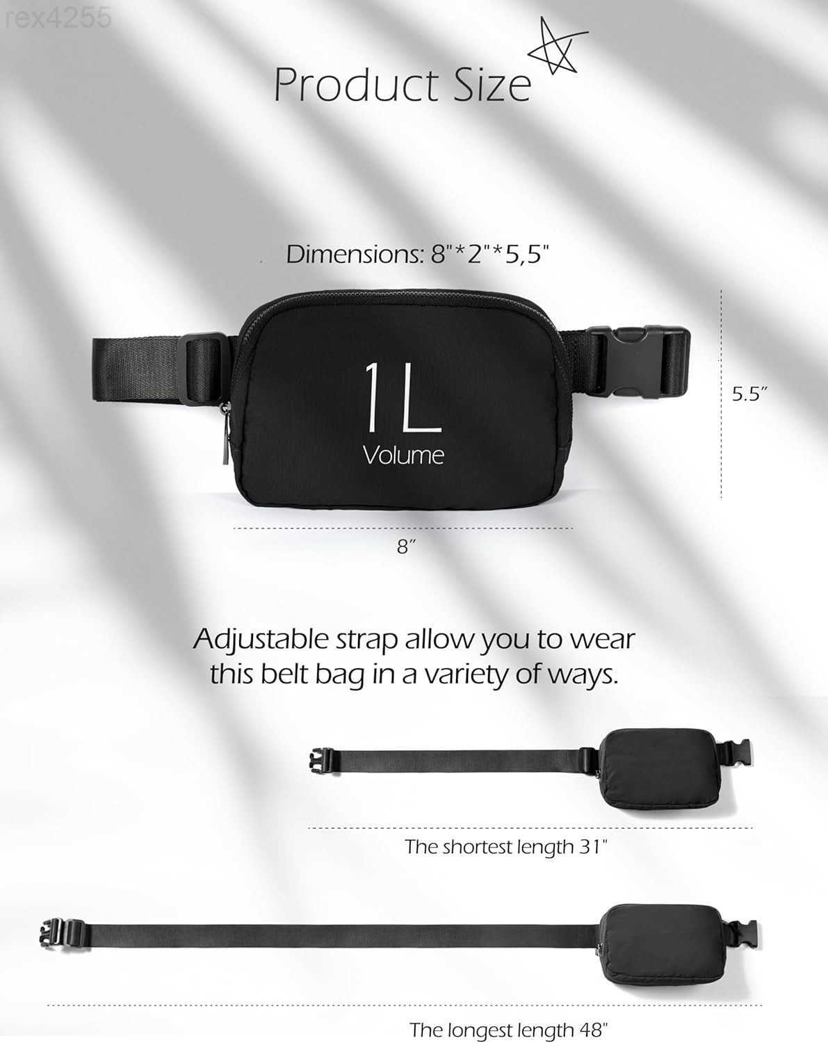 Unisex Mini Belt Bag with Adjustable Strap Small Fanny Pack for Workout Running Traveling Hiking BlackW250912