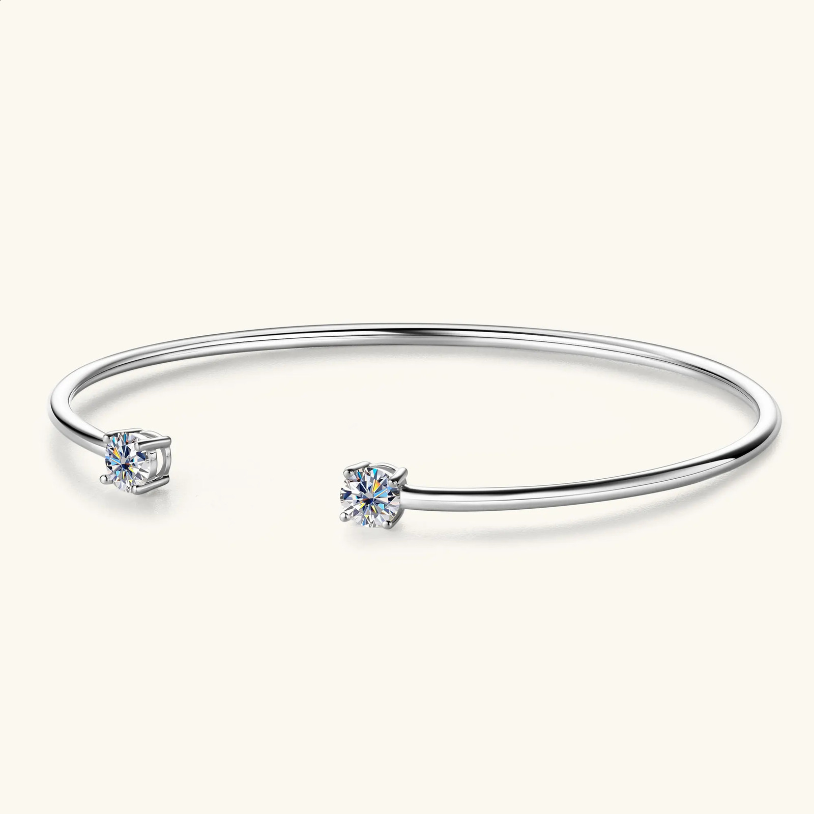 Sweetrain 05CT Bangle for Women 5mm Lab Created Diamond Bracelet 100 Real 925 Sterling Silver Opening Cuff Bangle 250911