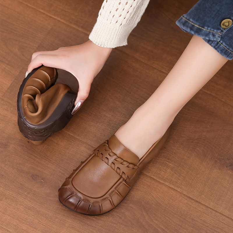 Top-Grain Cowhide leather Handcrafted Vintage Women's Shoes Versatile Flats Old Money Style Women's Shoes