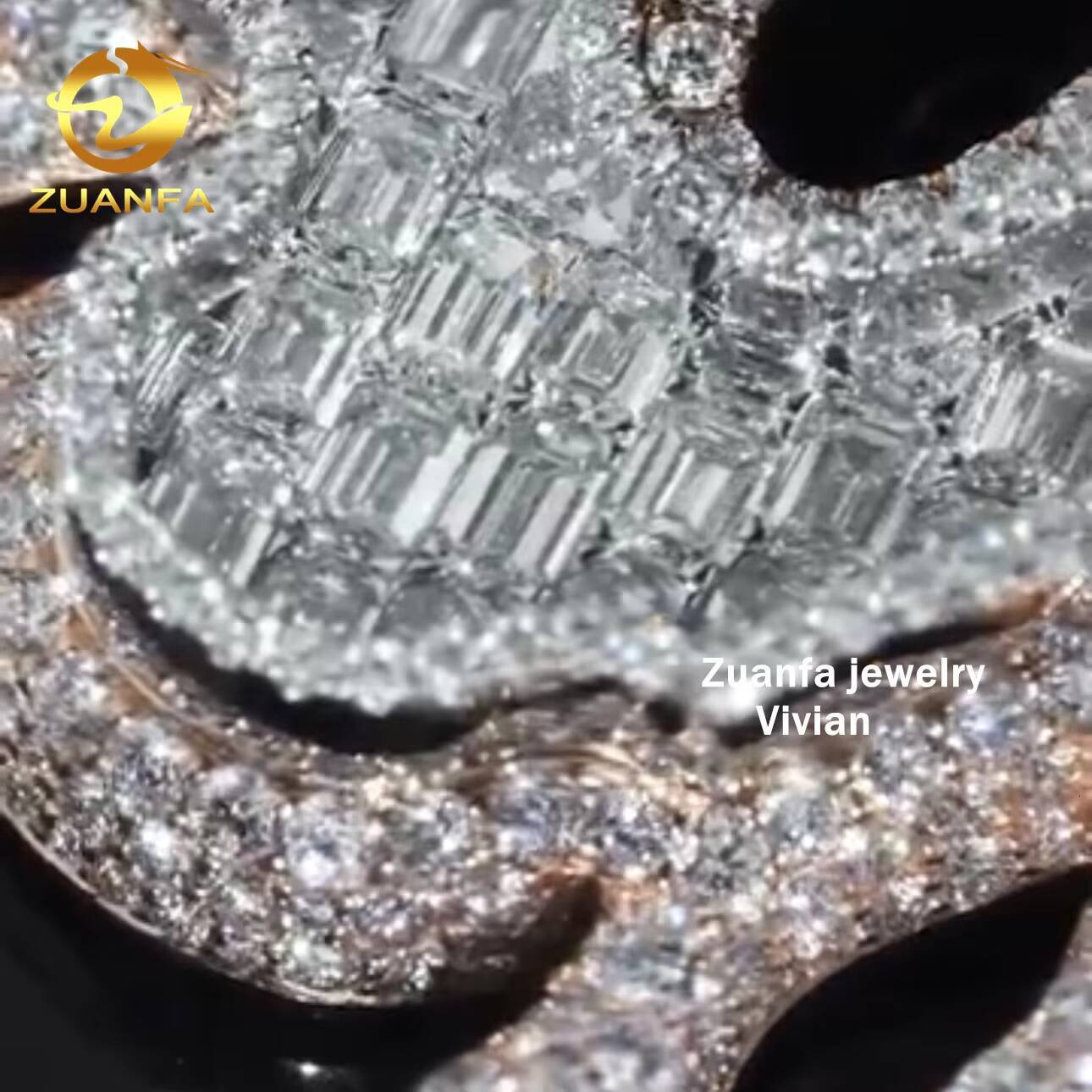 Fine Jewelry Custom Iced Out Sterling Silver 925 VVS Moissanite Diamond Hip Hop Chain Letter Pendant