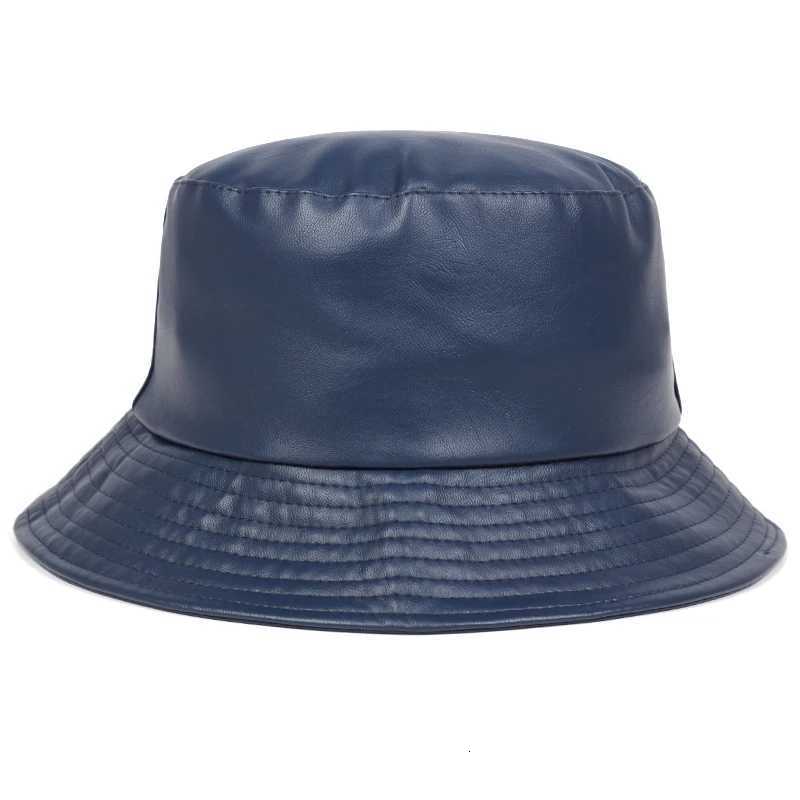 2020 new bucket hat faux ather bucket hats PU cotton solid top mens and wens fashion bucket Panama fisherman s G250910