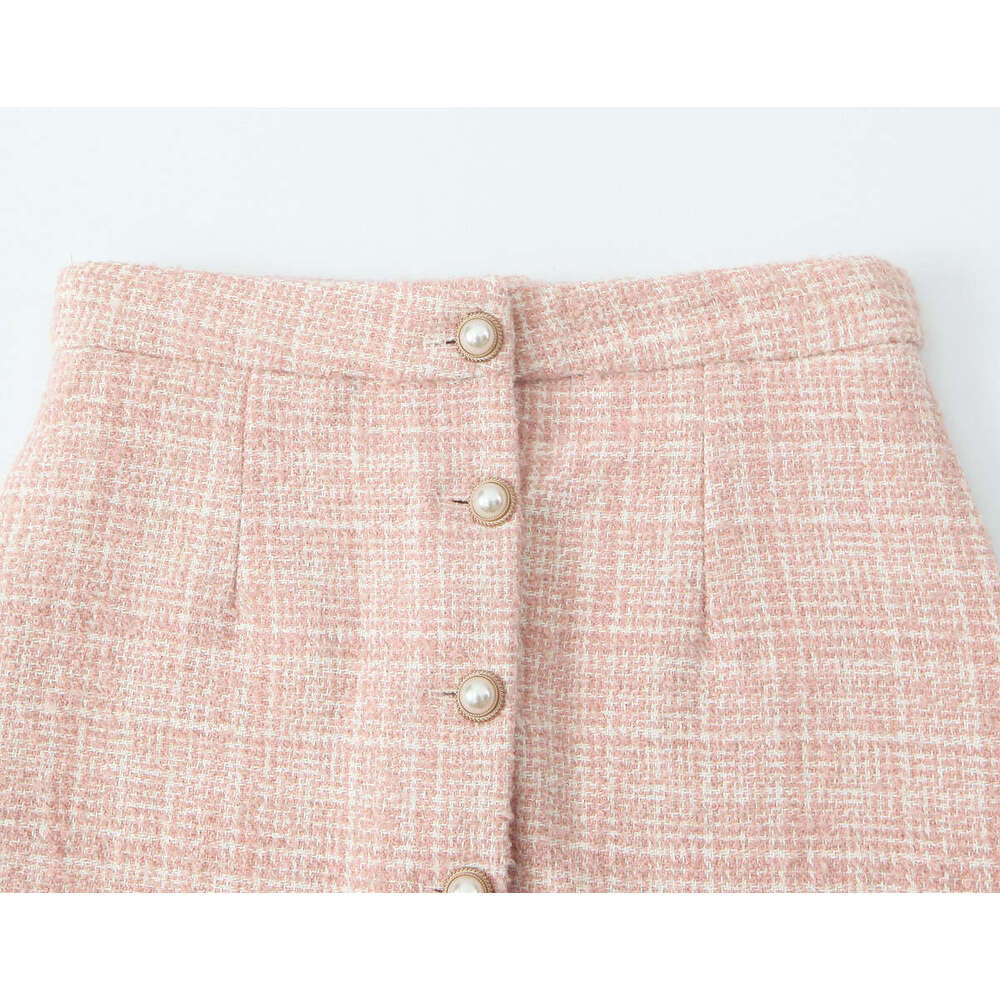 DHEssentials 2025 Summer New French Style Small Fragrance Button Decor Strap Vest + High Waist Elegant Half Skirt Two-Piece Set