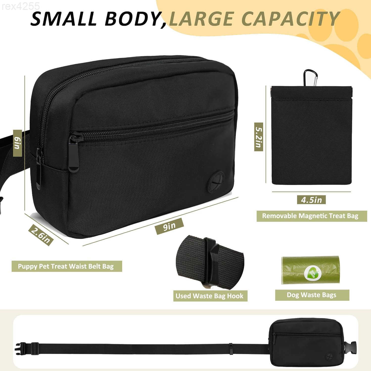 Dog Treat Pouches for Pet Training Treat Bag Dog Walking Fanny Pack with Carabiner Builtin Poop Bag Dispenser Reuse Dog Poop Holder Puppy Pet Treat Wa