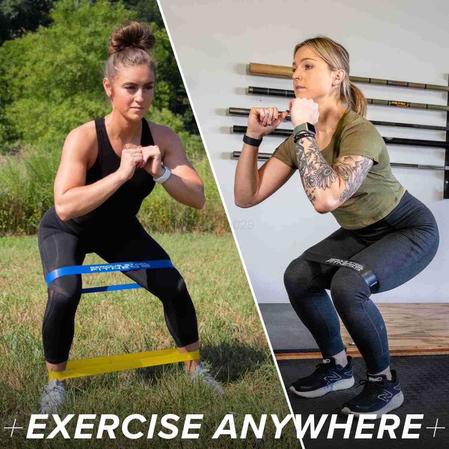 Steel Fitness Mini Resistance Loop Bands Rehab and Prehab Stretch Bands 12 Exercise Workout Bands Sets of 5 Pack and Sets of 10 Pack Trainer Options A