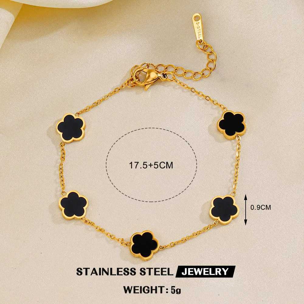 Lucky Cute Colorf FiveLeaved Flower Stainl Steel Bracelets for Wen Fashion Light Luxury Paty Jewelry Gifts Wholes S250912
