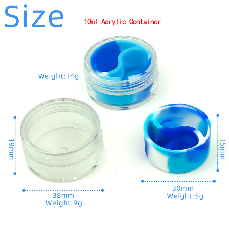 10ML Silicone Dab Wax Jar Containers, 0.338oz Silicone acrylic Cosmetic Containers, Contemporary Oil Classification Container, Containers For Smoking 