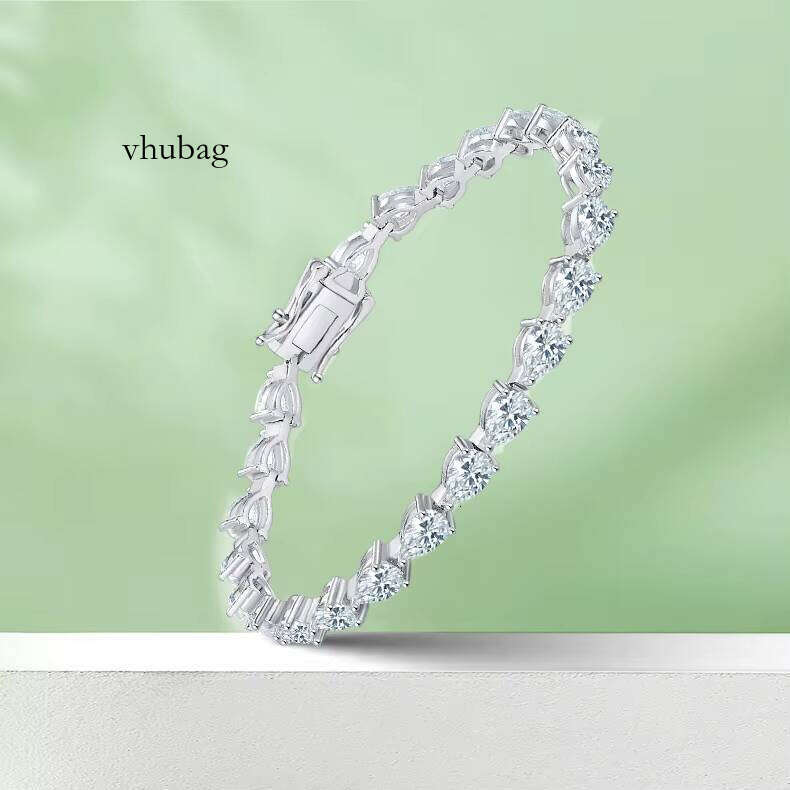 Pear Cut Moissanite Tennis Bangle Original with GRA Sier Hand Chain for Men S Bracelet