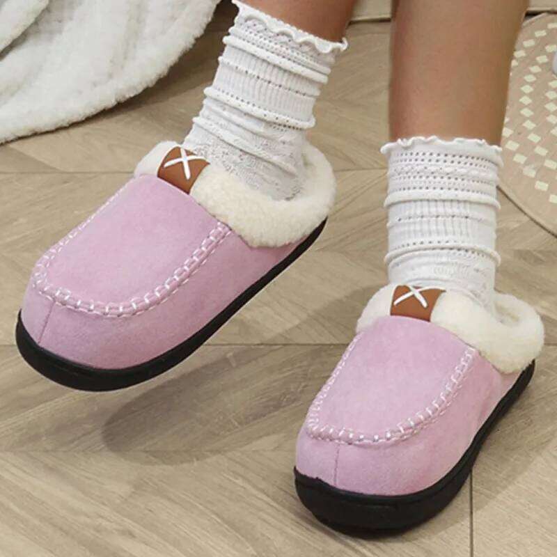 Winter Woman Warm Fashion Fluffy Fur Plush Women's Home Slippers Simple Indoor Cotton Shoes Footwear Female