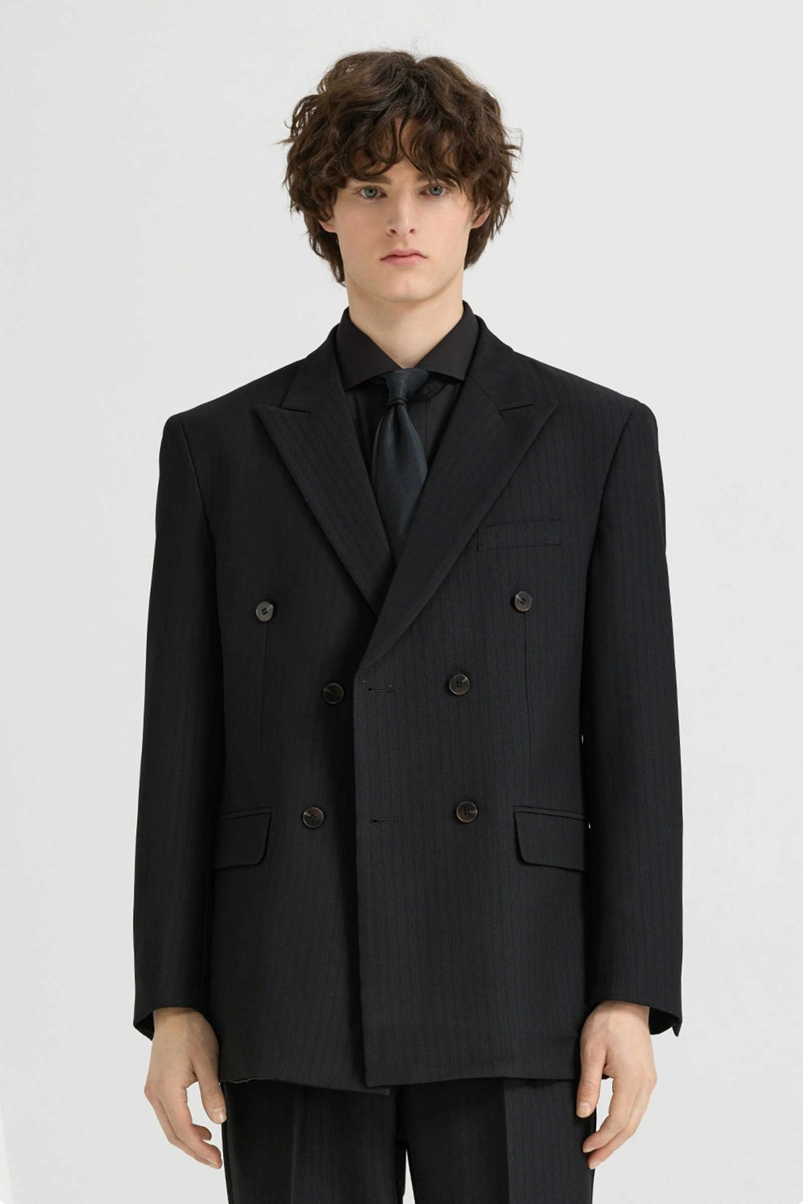 Formal Wedding TuxedosJacket Pants Pinstripe Men Suit Classic Peaked Lapel Double Breasted Evening Prom Groom Blazers Customized